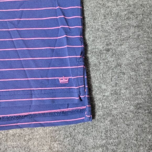 Peter Millar Men's XL Golf Polo Striped Purple Seaside Wash Crown logo Bottom - Picture 4 of 11